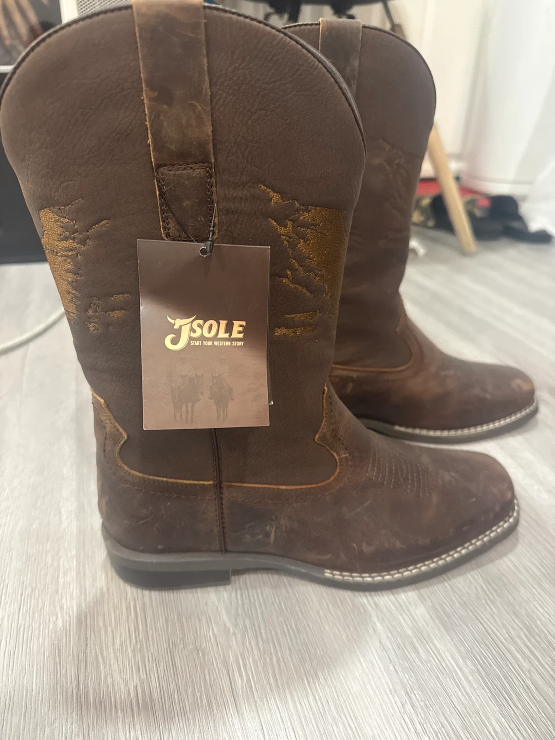 J. Sole Brown Leather Cowboy Boots