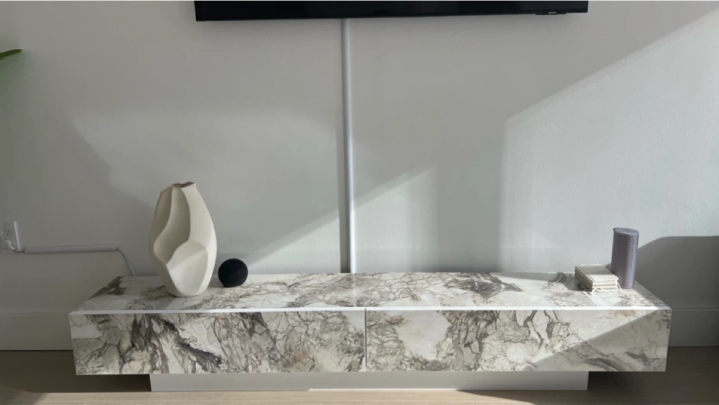 Marble Style Low TV Stand