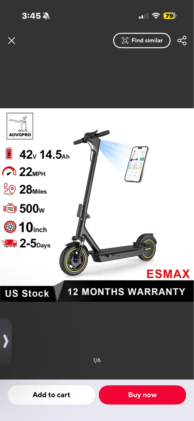 AOVOPRO Electric Scooter 500W 22MPH 28 Miles Range 10 inch