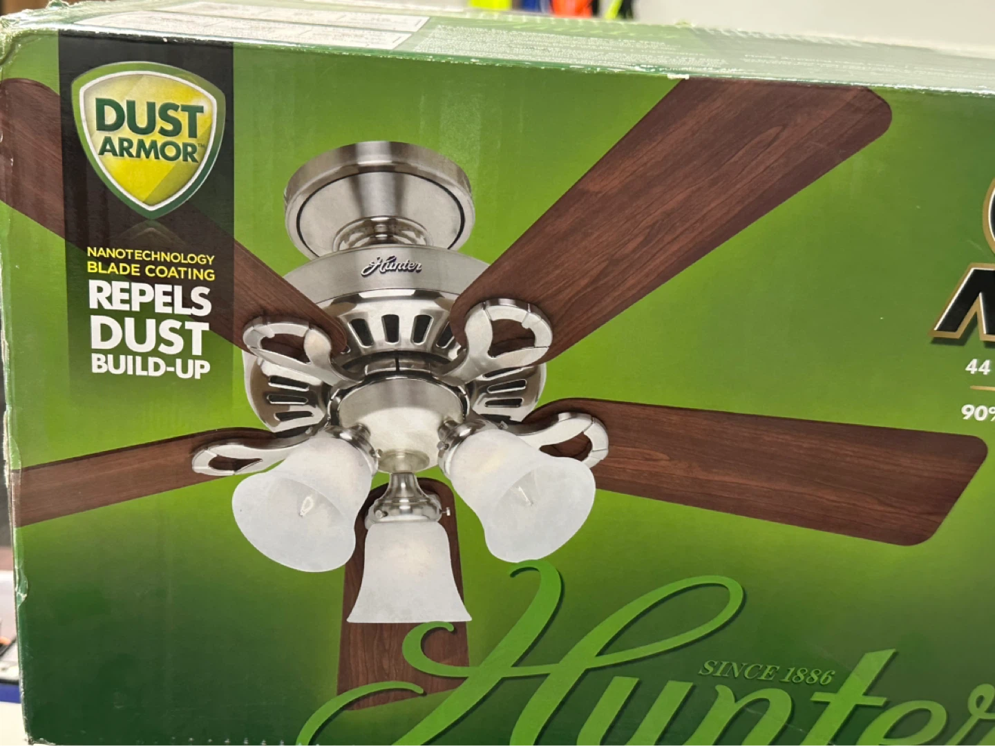 Hunter 44 in.Brushed Nickel Ceiling Fan with Light Model 28683