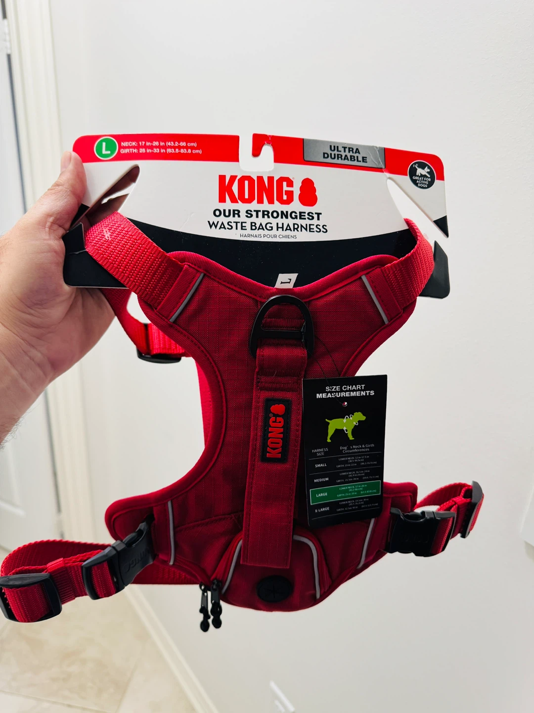 KONG Ultra Durable Red Waste Bag Harness - Large