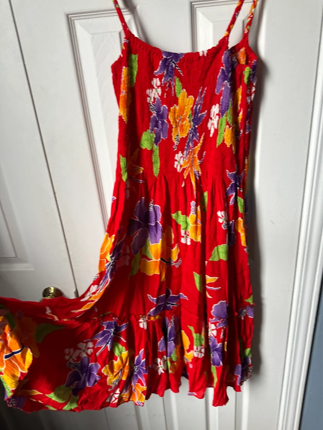 Red Floral Rayon Maxi Dress L/XL - photo 2