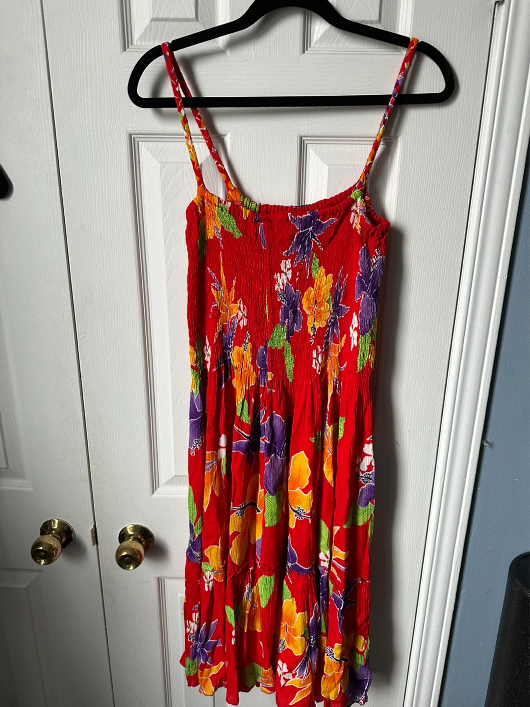 Red Floral Rayon Maxi Dress L/XL - photo 4
