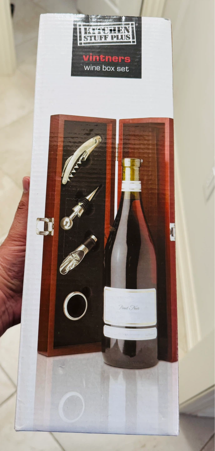 Vintners Rosewood Wine Box Set with Stainless Steel Accessories