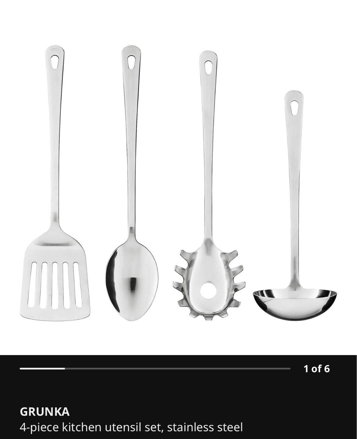 🌱 Ikea GRUNKA 4-piece stainless steel kitchen utensil set