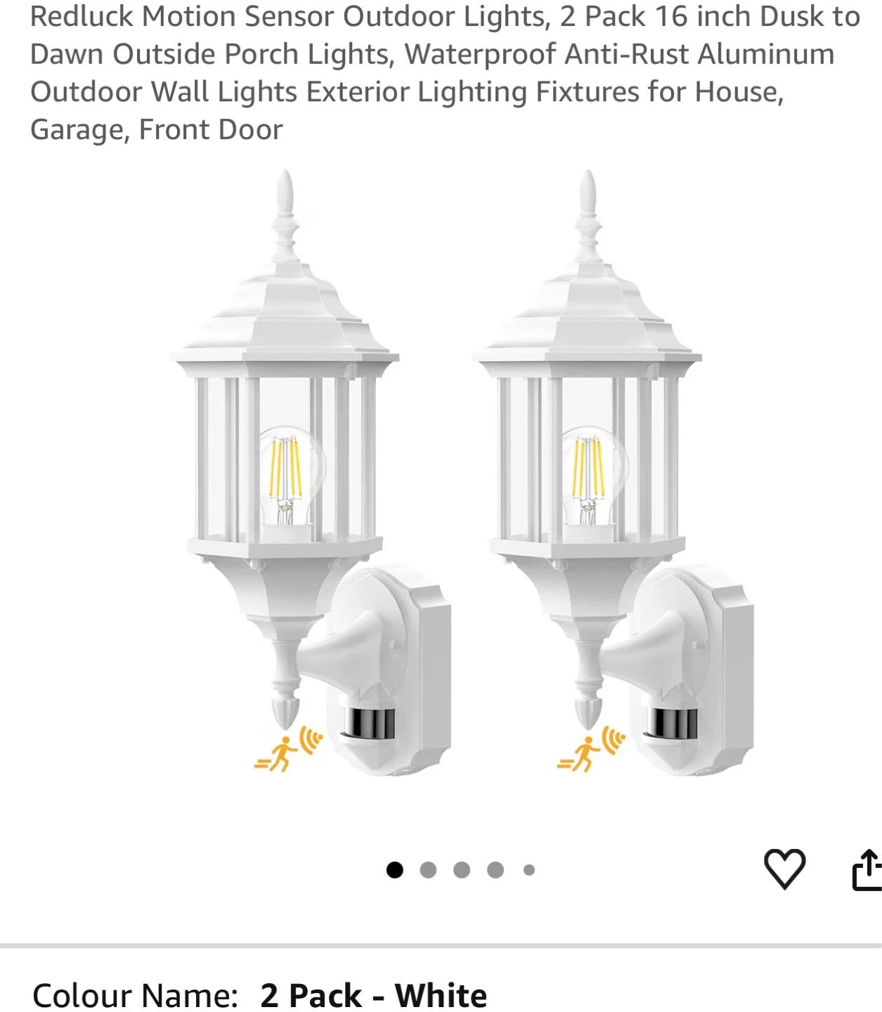 Motion Sensor Outdoor Lights - 2 Pack White M85