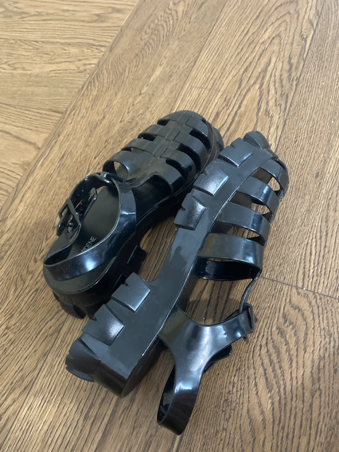 Ardene Black Jelly Platform Sandals Size 8 - photo 4