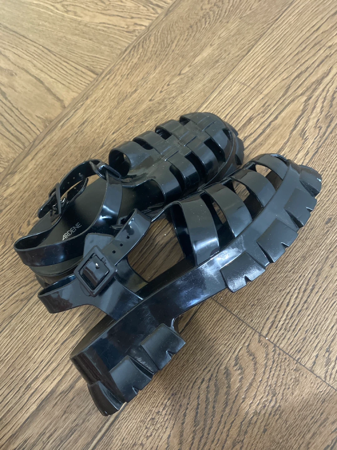 Ardene Black Jelly Platform Sandals Size 8 - photo 2