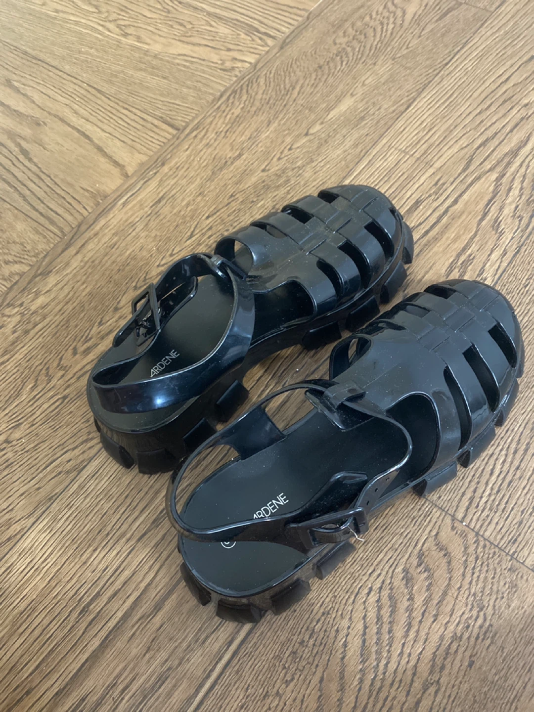 Ardene Black Jelly Platform Sandals Size 8