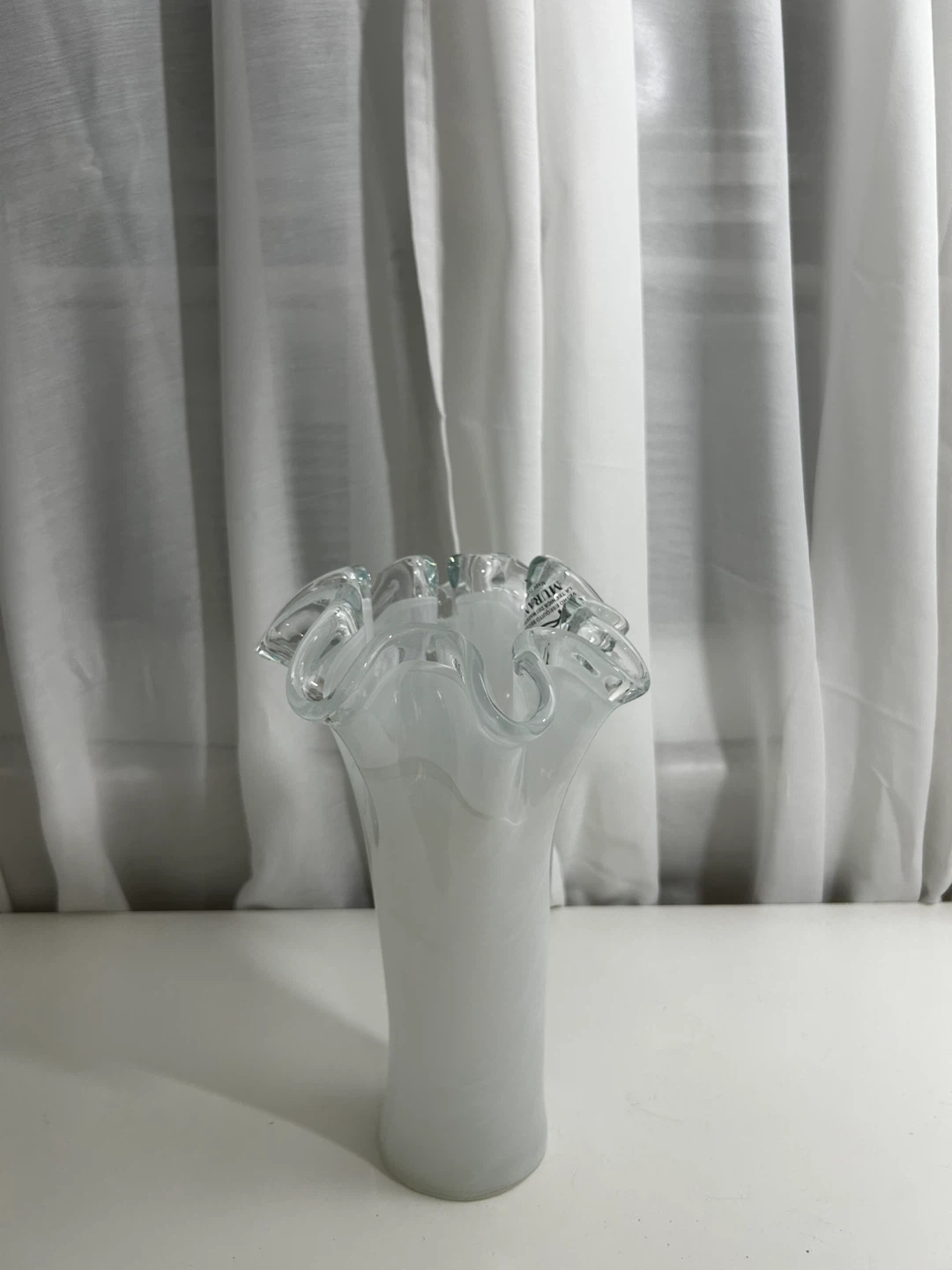 Hand blown Murano Glass Ruffled Vase