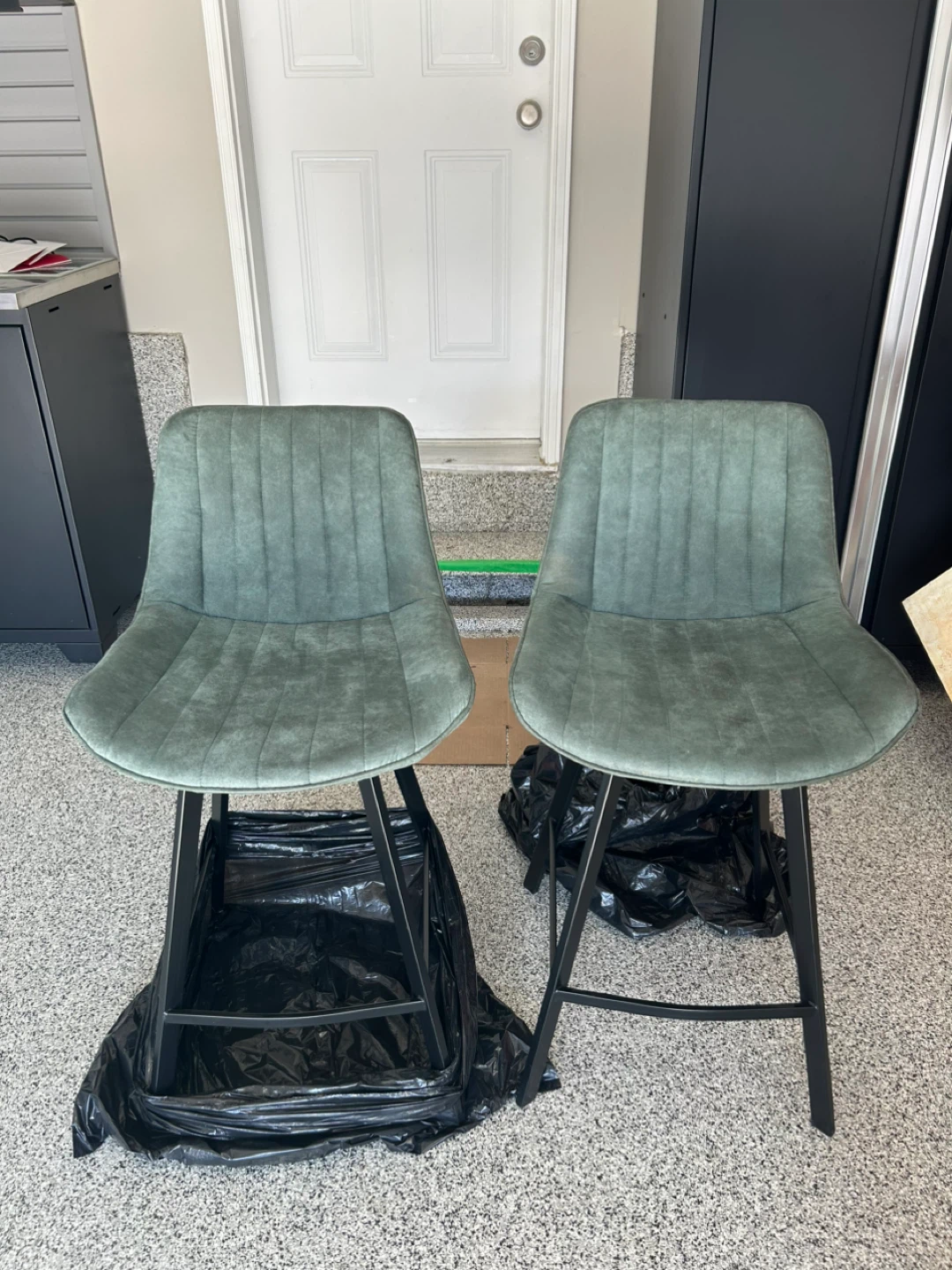 Set of 2 Green Bar Stools