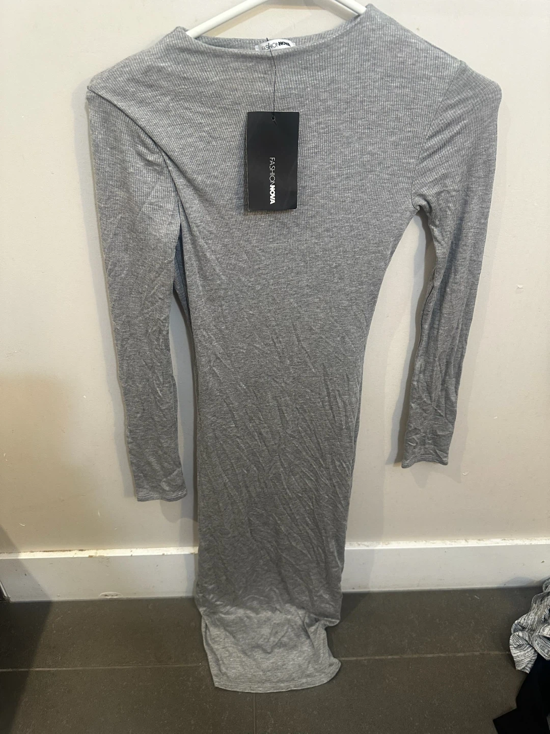 Fashion Nova Take Hold Ribbed Dress - Heathered Grey, Size XS