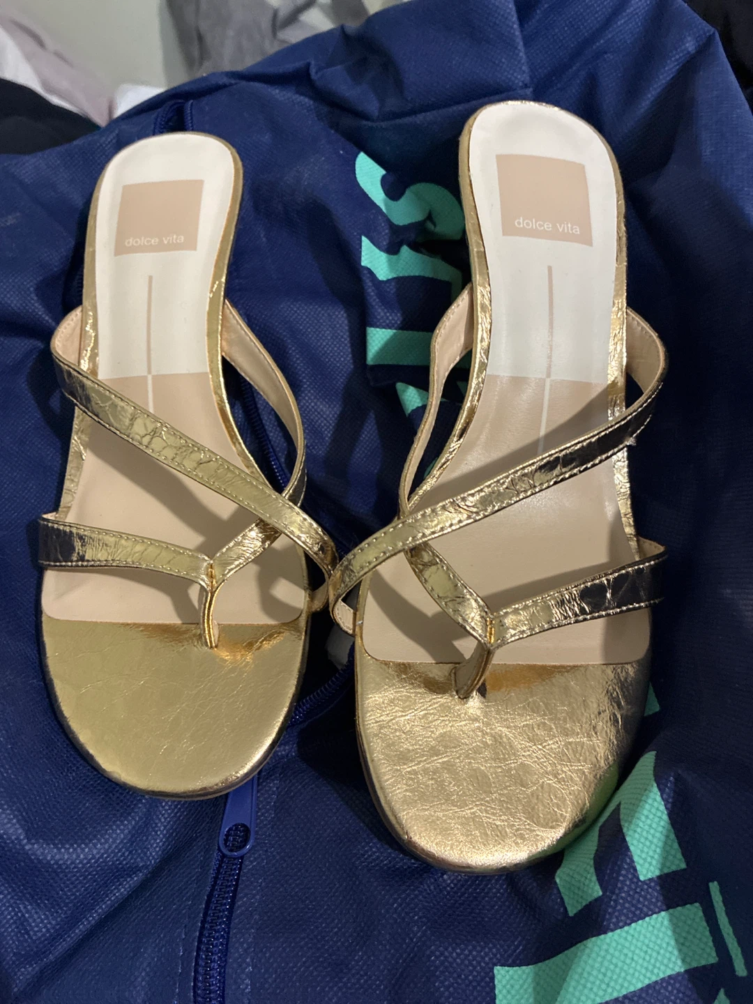 Dolce Vita Gold Thong Heeled Sandals