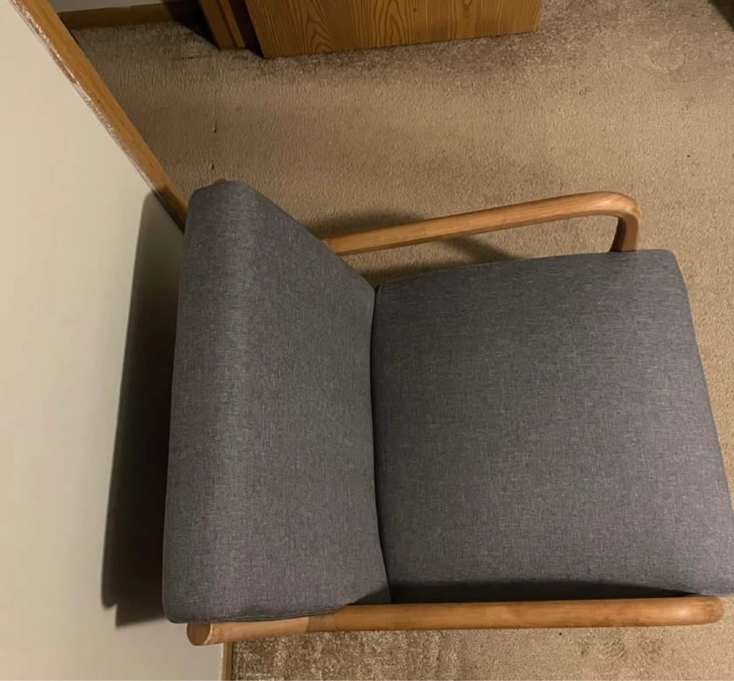 Gray Armchair with Wood Frame - photo 2
