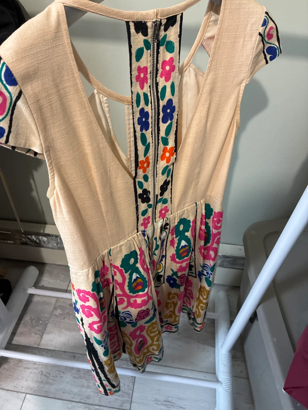 Cream Embroidered Mini Dress - photo 2