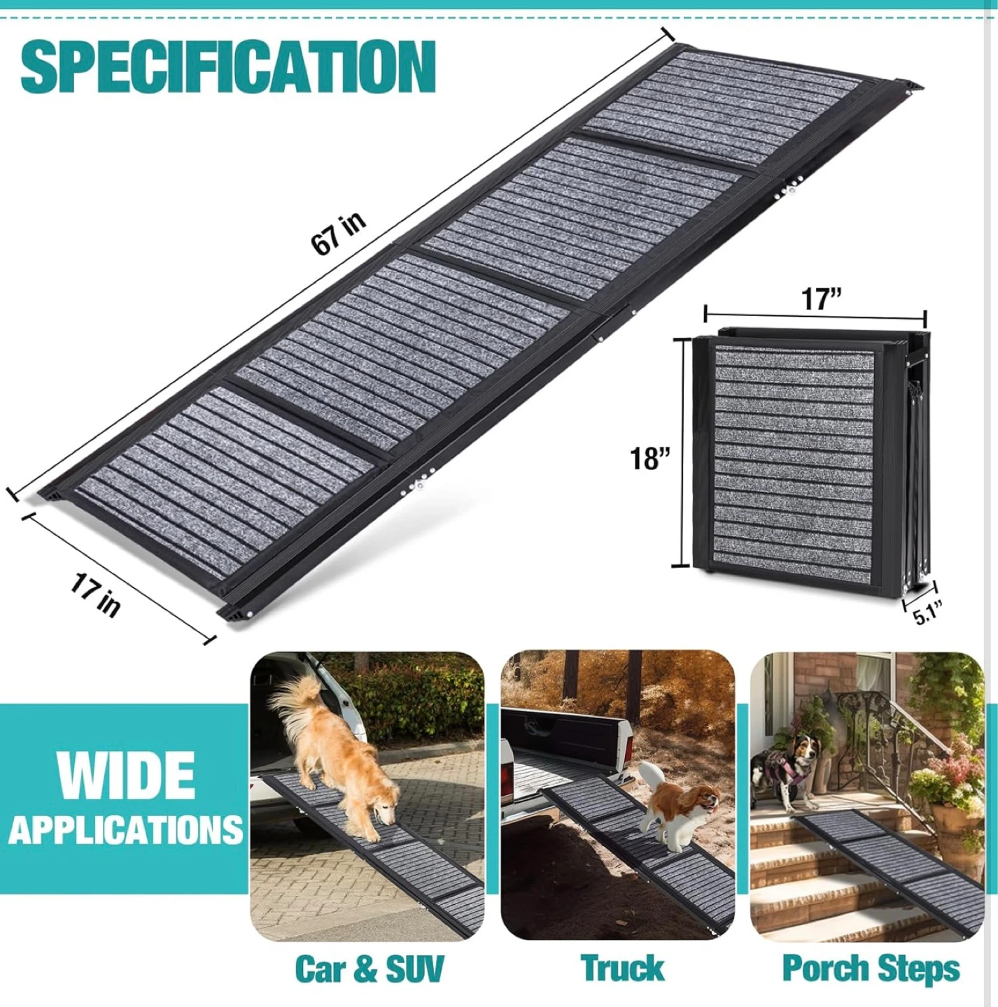 Aluminum Dog Ramp - 200lbs Load Capacity - photo 2