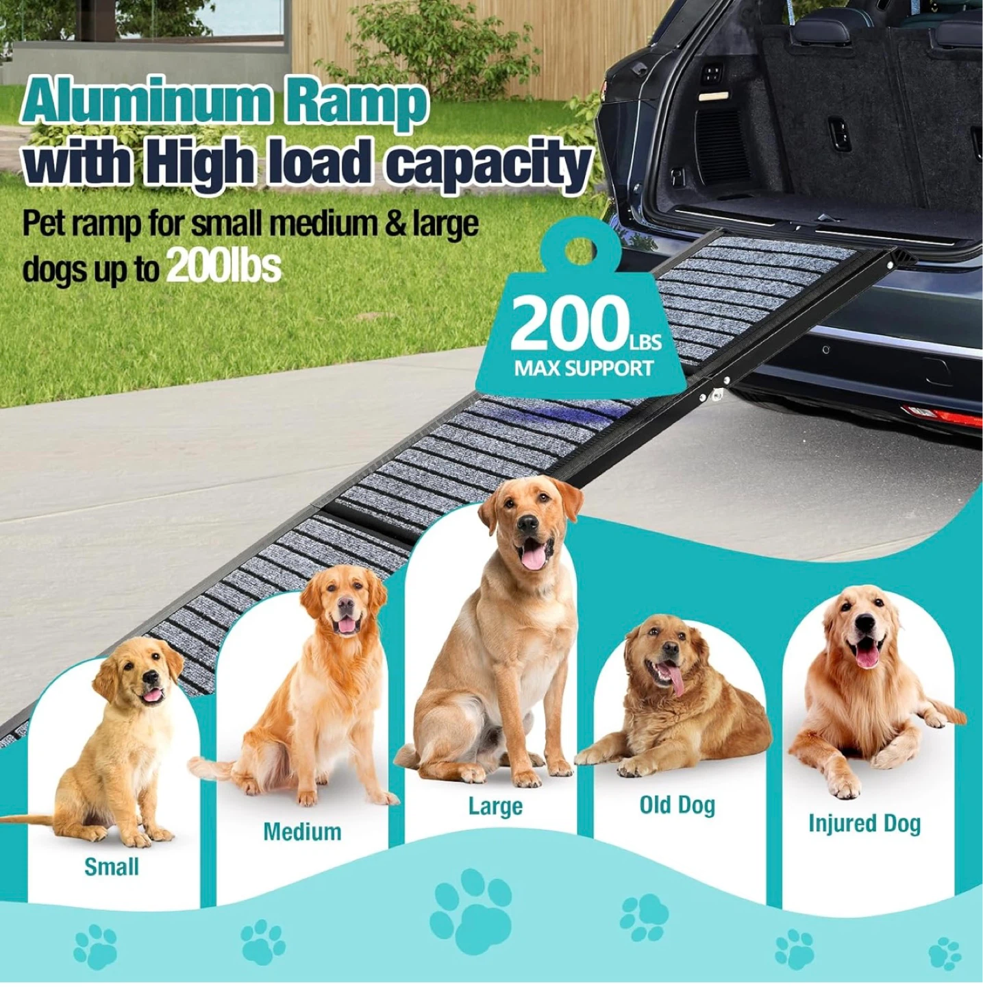 Aluminum Dog Ramp - 200lbs Load Capacity - photo 5