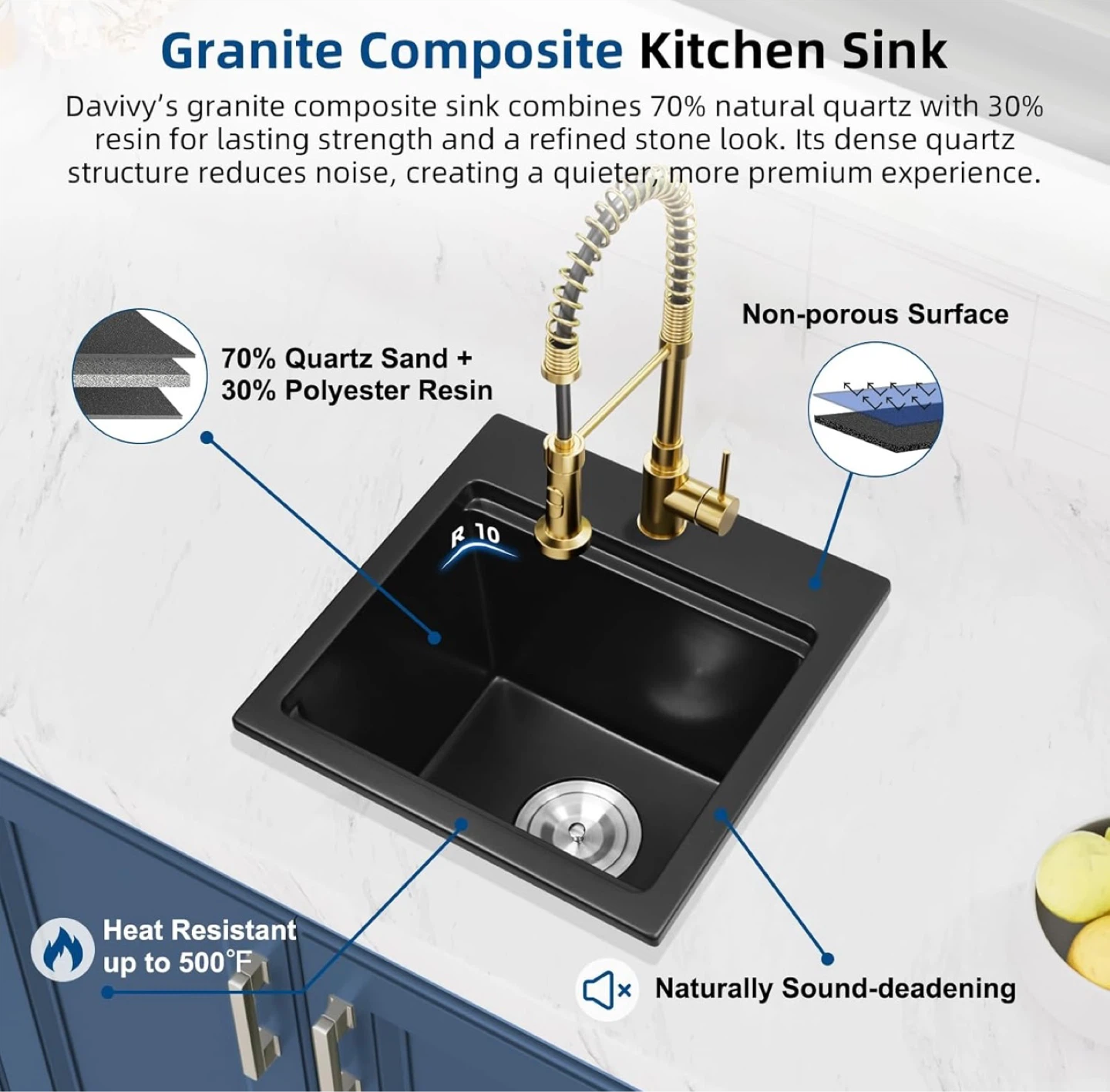 Black Granite Composite Kitchen Sink