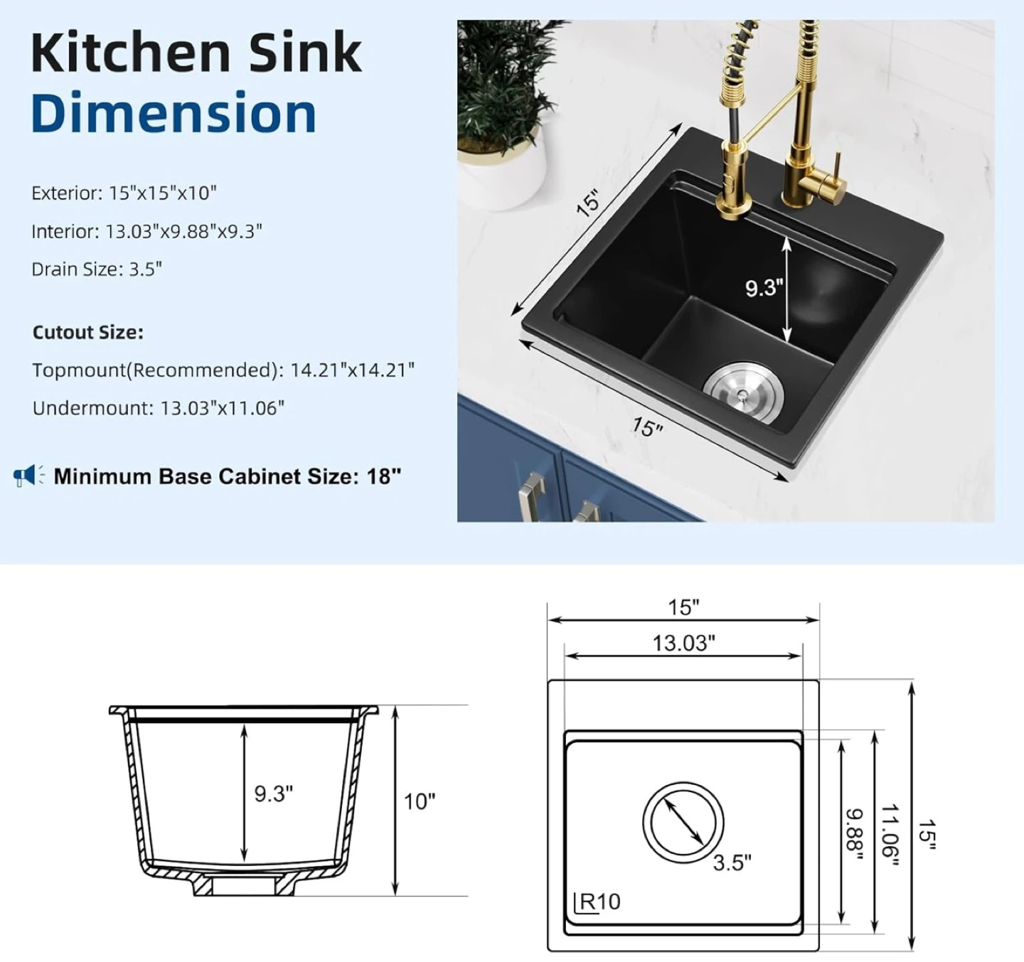 Black Granite Composite Kitchen Sink - photo 3