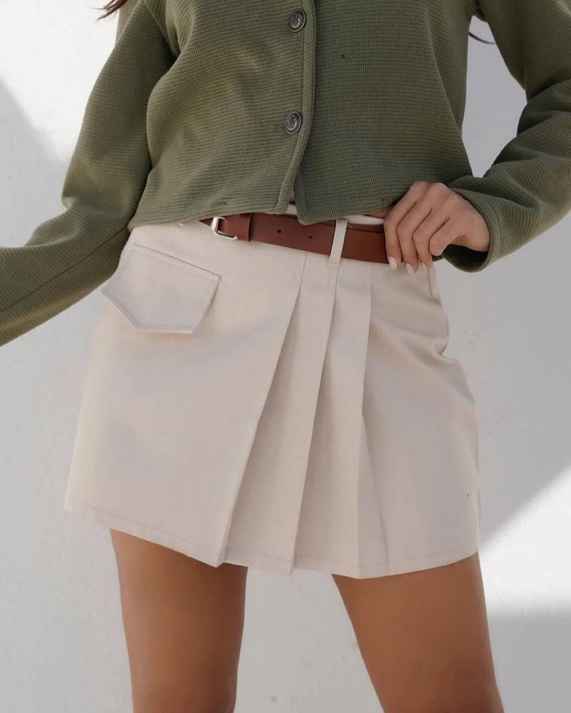 VIOLET Pleated Skirt with Belt