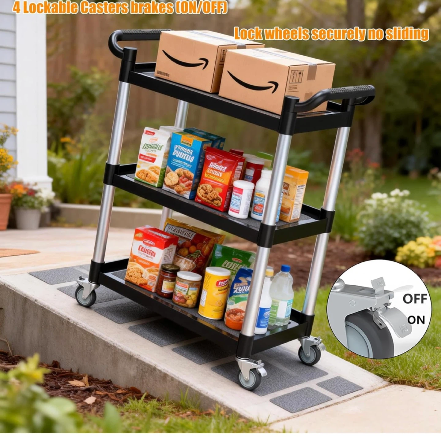 3-Tier Rolling Utility Cart with Wheels - photo 5
