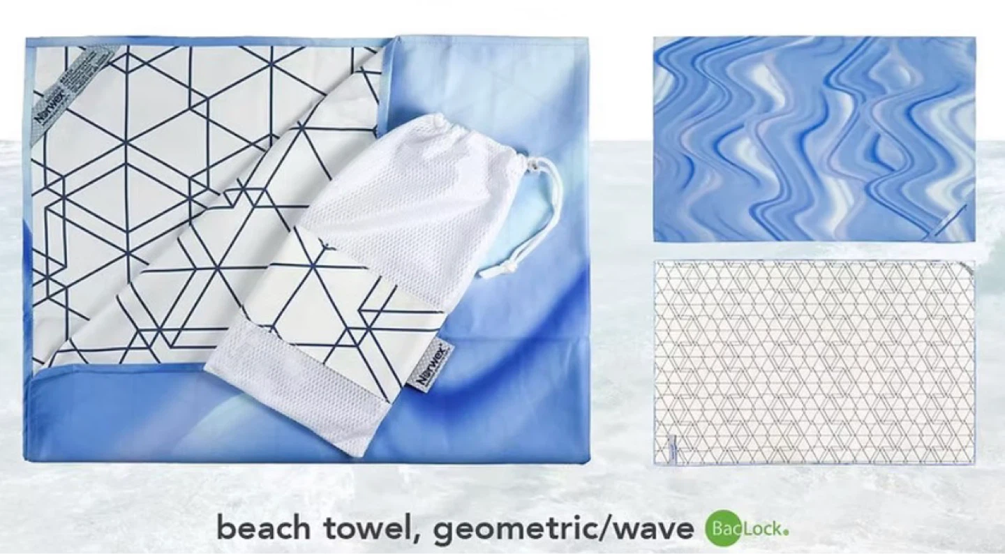 Norwex Beach Towel Geometric Wave Pattern with Bag - photo 2