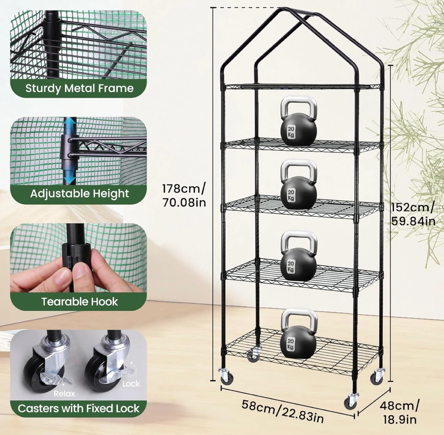 Greenhouse Shelf with LED Grow Light (Cover not included) - photo 3