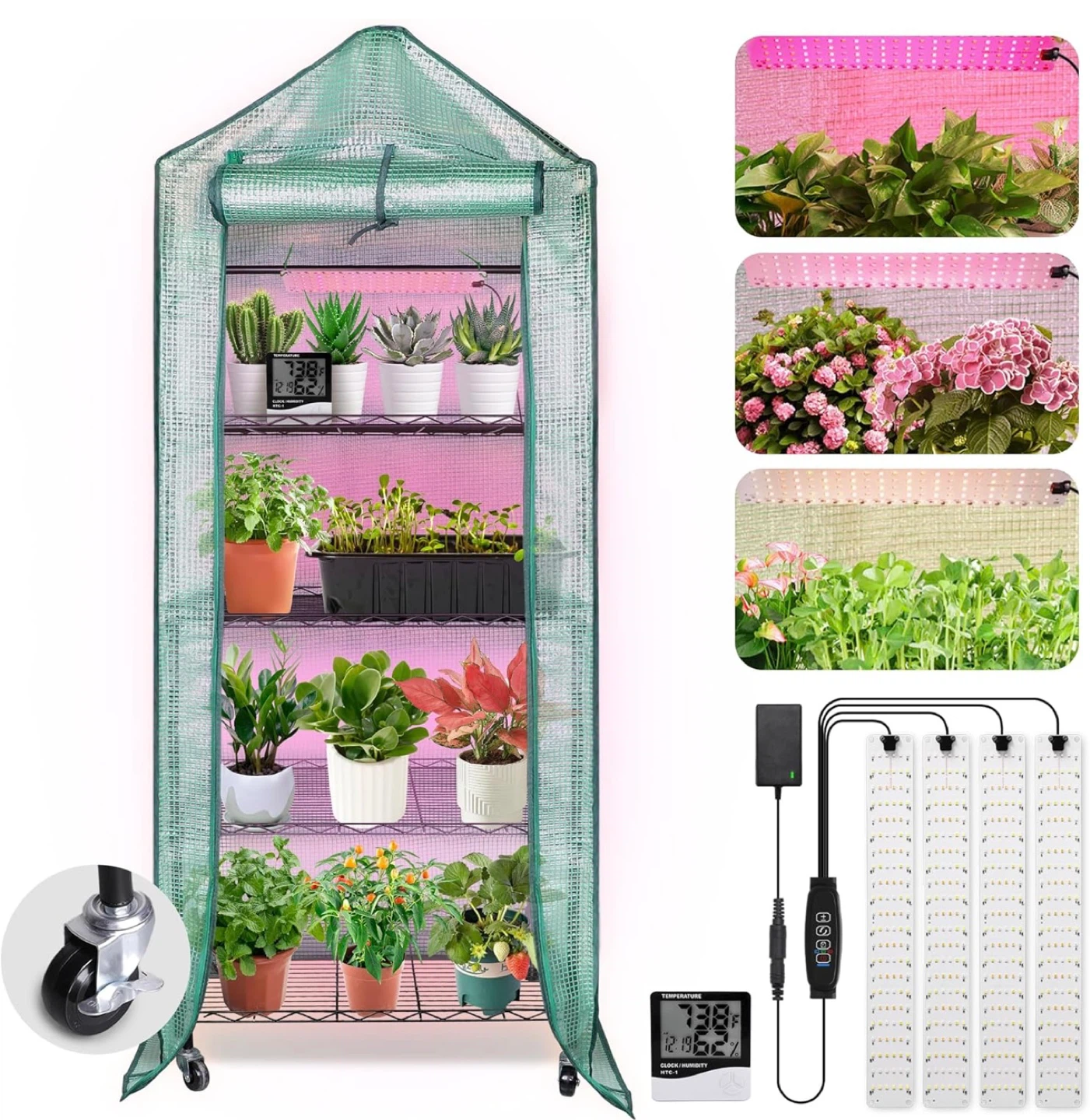 Greenhouse Shelf with LED Grow Light (Cover not included)