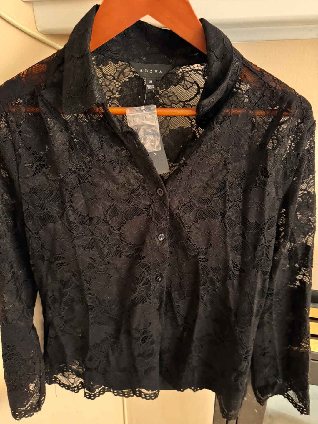ADIVA Black Lace Button-Up Shirt