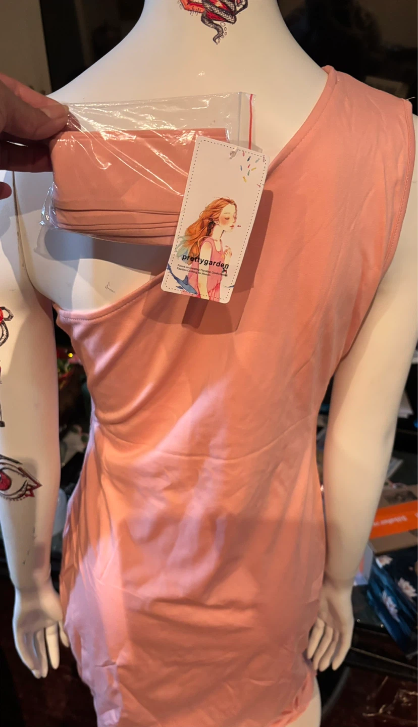 Prettygarden Peach One-Shoulder Ruched Dress - photo 4