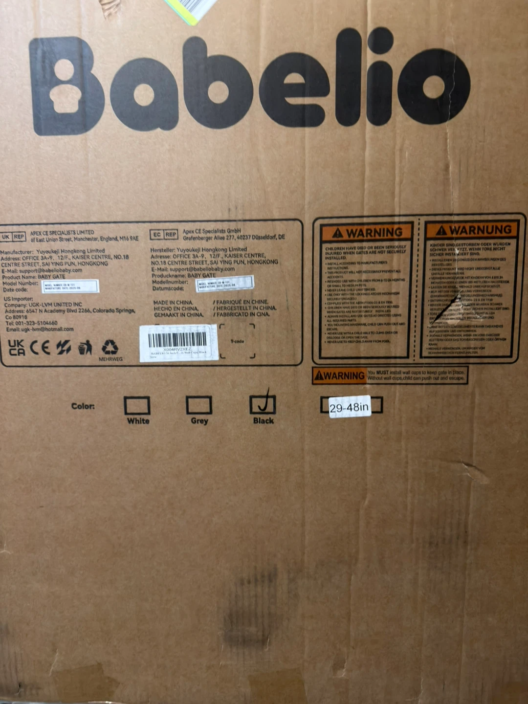 Babelio Black Safety Gate 29-48in