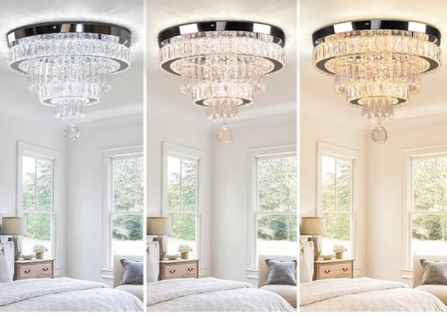 Crystal Chandelier Flush Mount Ceiling Light Fixture - photo 3