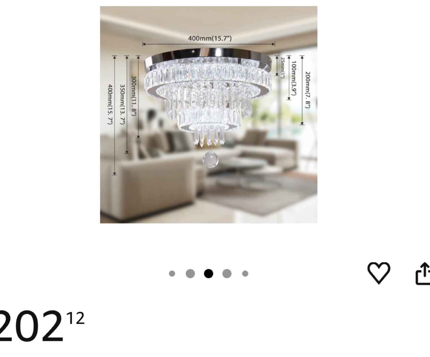 Crystal Chandelier Flush Mount Ceiling Light Fixture - photo 2