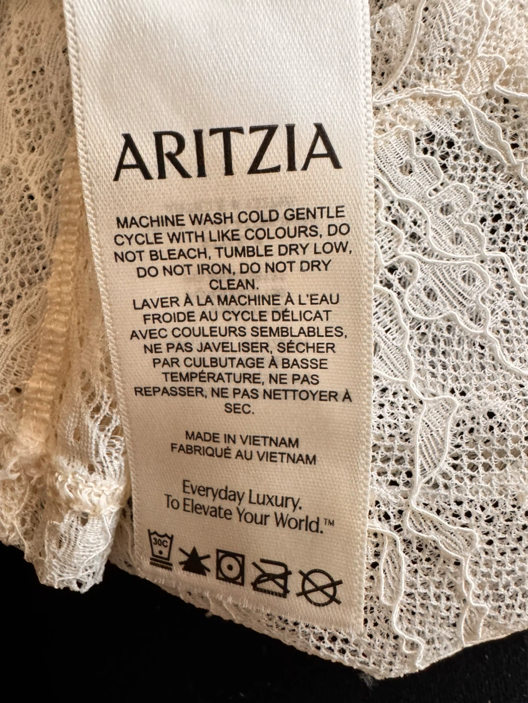 ARITZIA TEN Lace Long Sleeve Top Cream Size S - photo 3