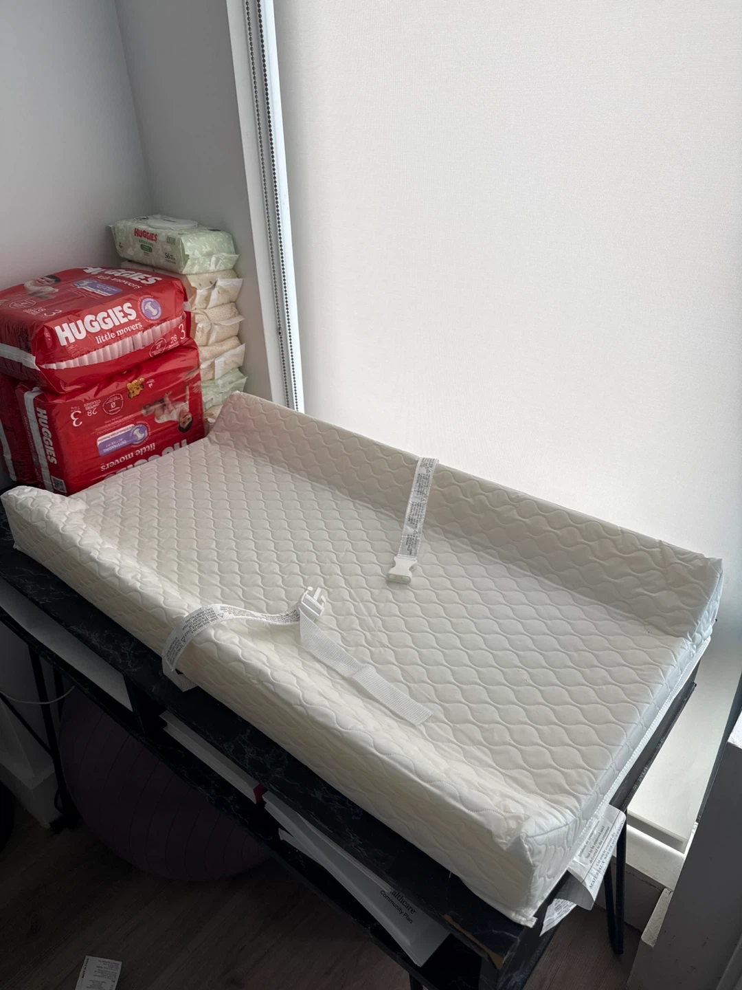 White Contoured Changing Pad with Safety Strap