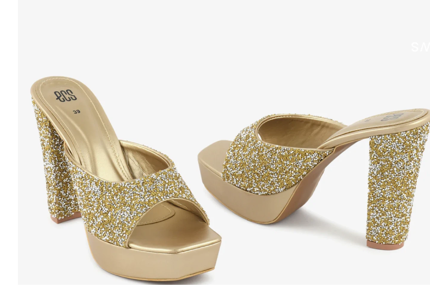 ECS Gold Glitter Platform Heels - Size 39 - photo 2