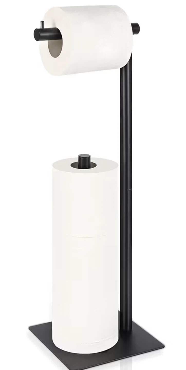 Black Metal Toilet Paper Holder Stand