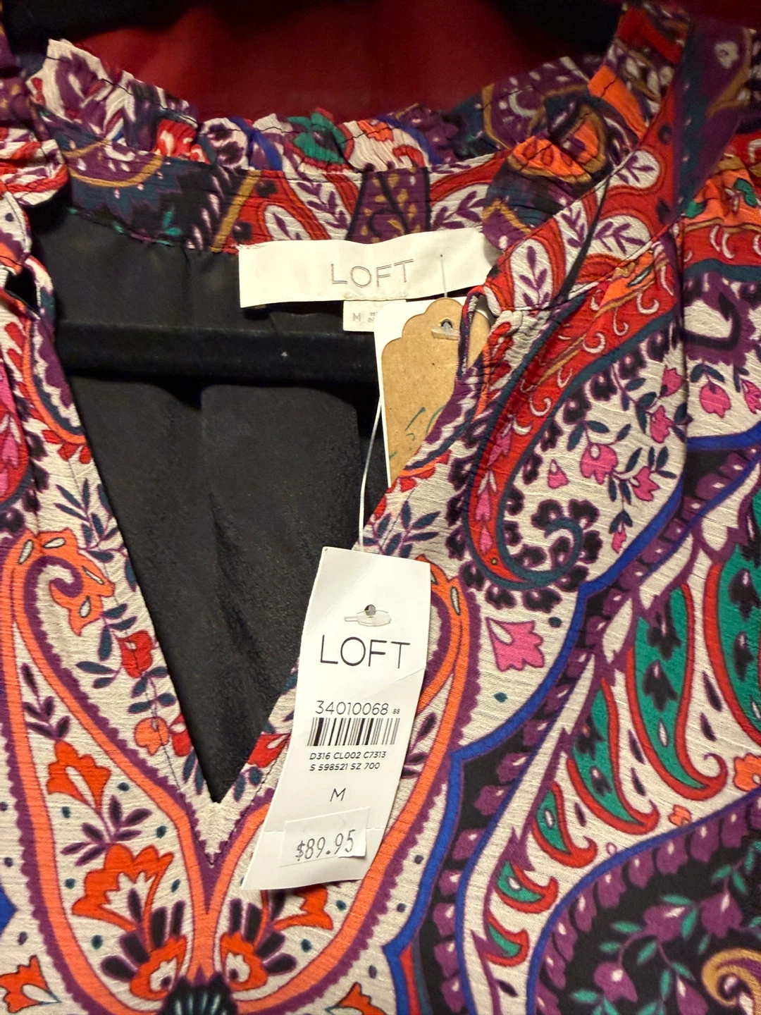 LOFT Paisley Print Long Sleeve V-Neck Dress Size M - photo 3
