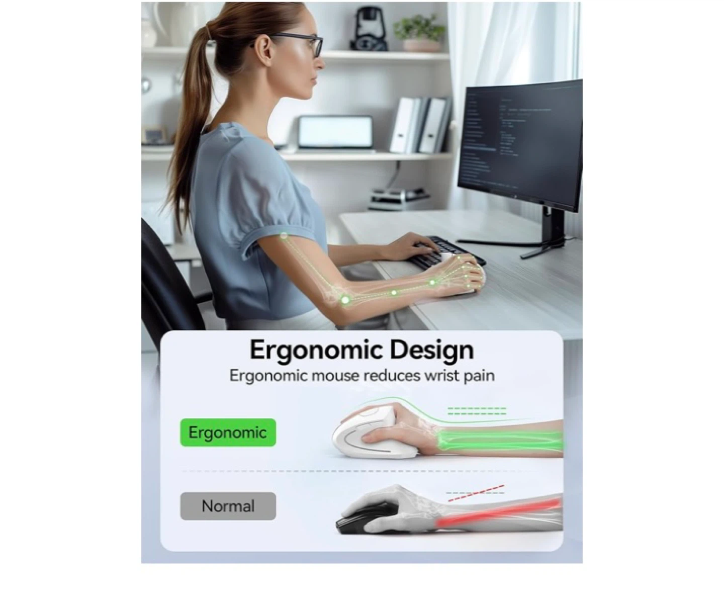 TECKNET Ergonomic Vertical Wireless Mouse - White - photo 5