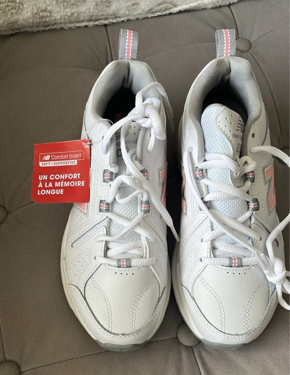 White pink New Balance 608 Women's Comfort Insert Training Shoes