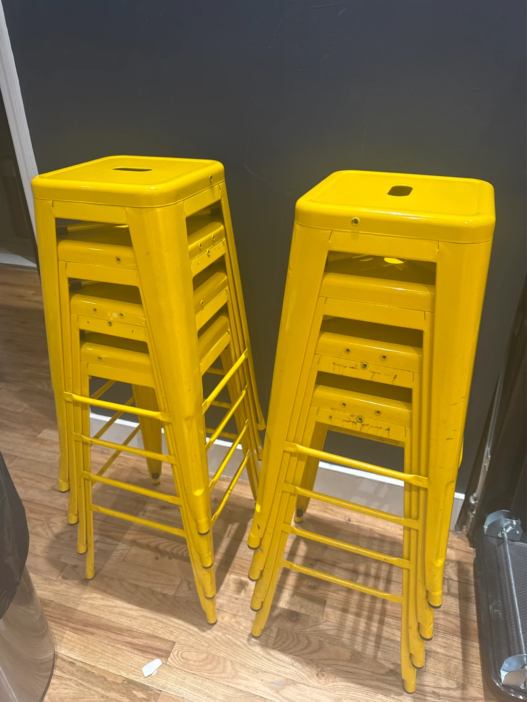 Stacking Metal Bar Stools (Set of 4)x2 = 8 - Yellow