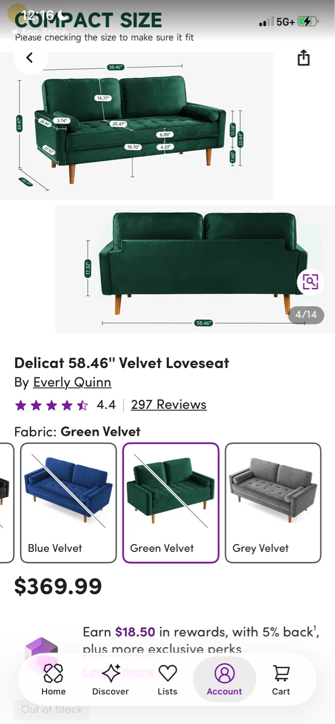 Delicat 58.46" Velvet Loveseat by Everly Quinn - Green - photo 2