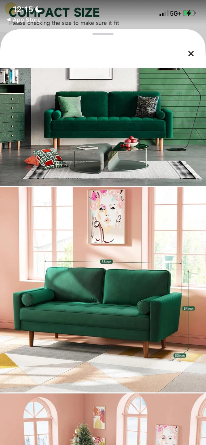 Delicat 58.46" Velvet Loveseat by Everly Quinn - Green - photo 3