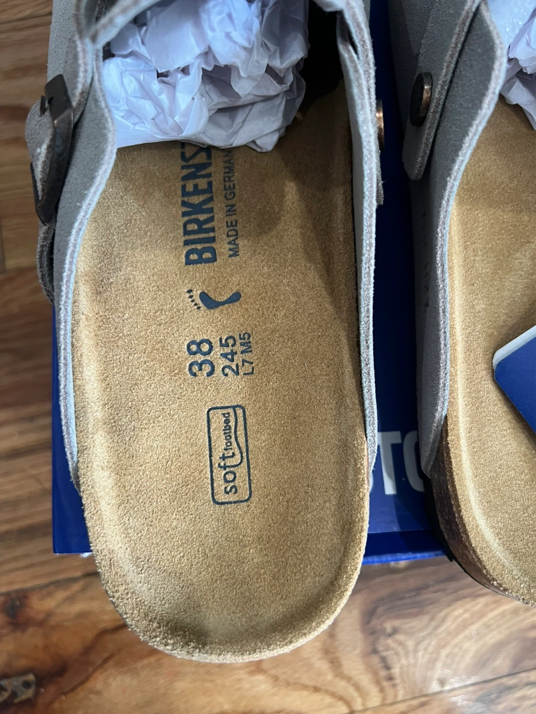 Birkenstock Boston Soft Footbed Clogs - Grey Suede - Size 38 - photo 4