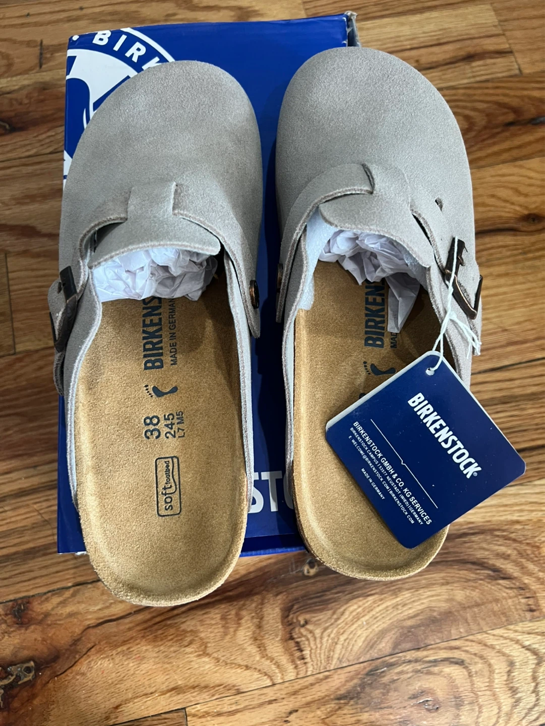 Birkenstock Boston Soft Footbed Clogs - Grey Suede - Size 38 - photo 3