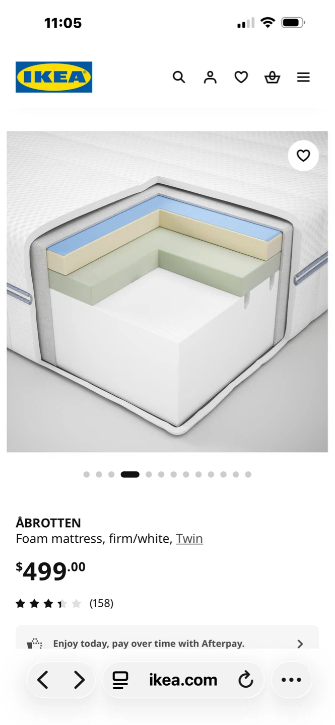 IKEA ÅBROTTEN Twin Foam Mattress - Firm/White