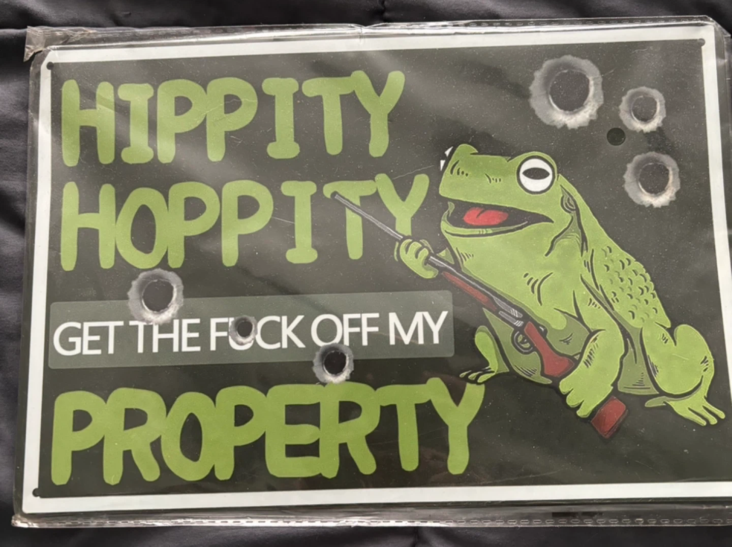 Funny Frog "Get The F*** Off My Property" Metal Sign