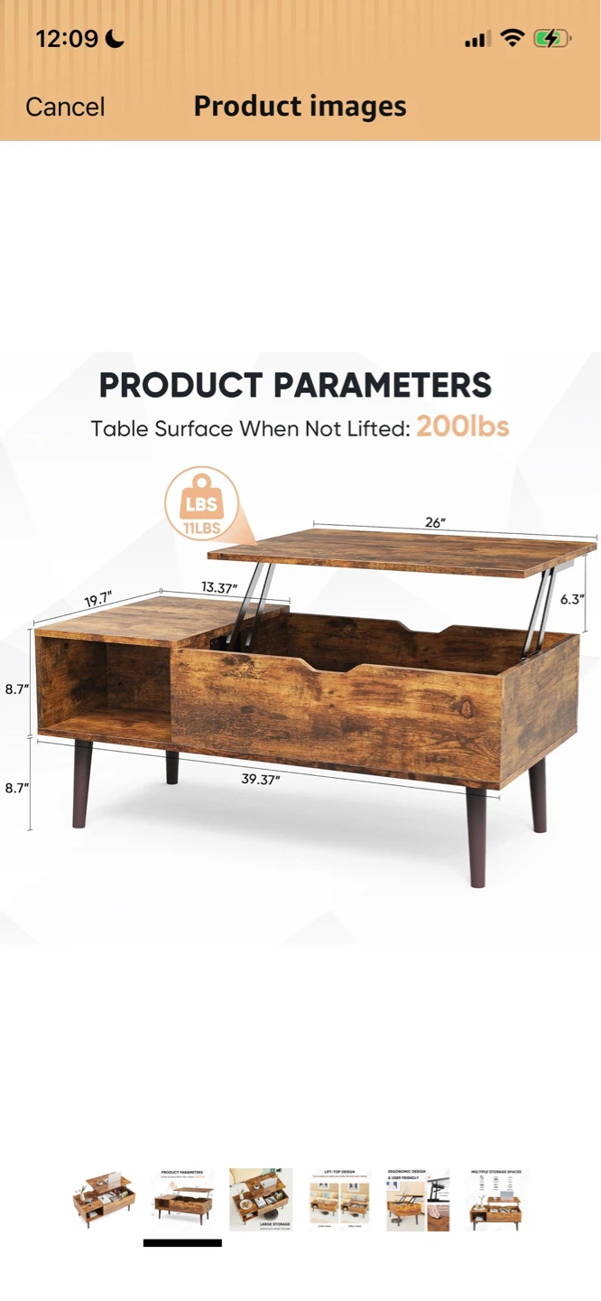 Lift Top Coffee Table with Storage