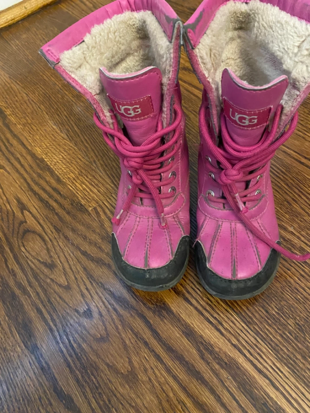 UGG Pink Lace-Up Winter Boots