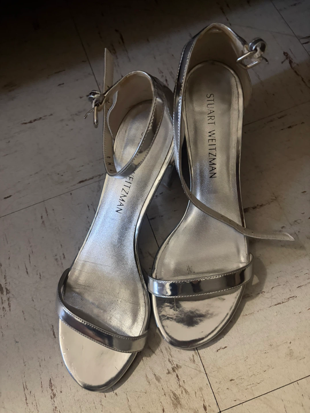 Stuart Weitzman Silver Metallic Heeled Sandals - photo 4
